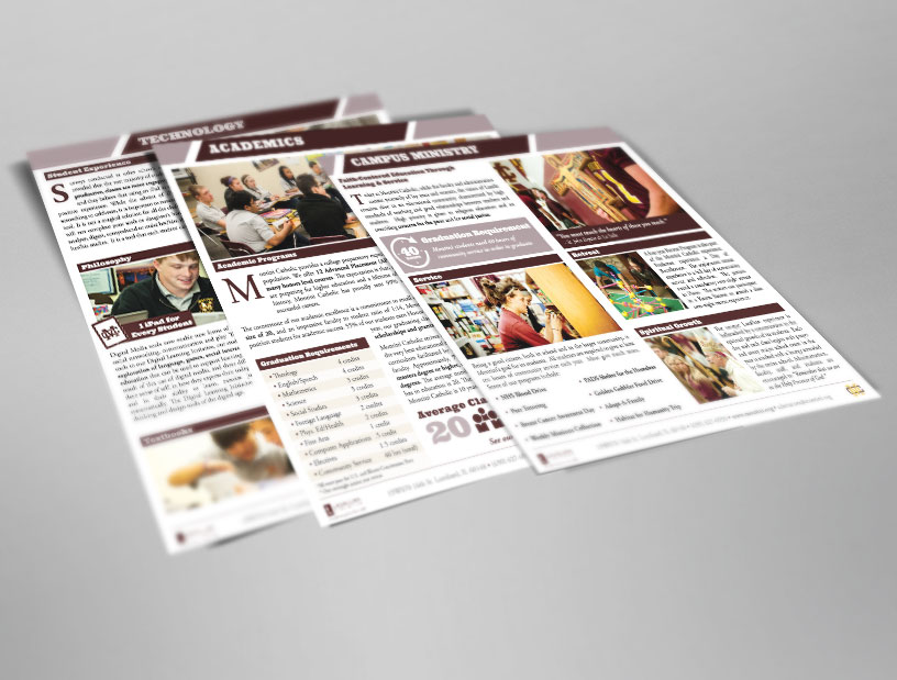 Montini Catholic tier sheets step down print design