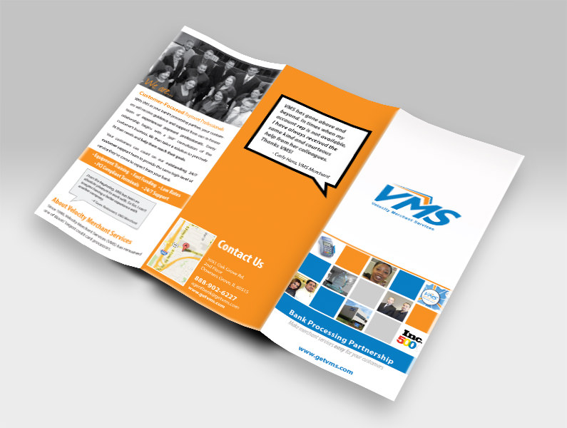 Trifold brochure design for vms