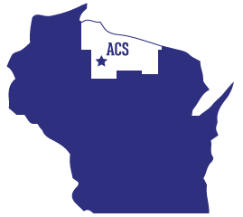 Northern WI website design map, ACS HQ in Phillips, WI